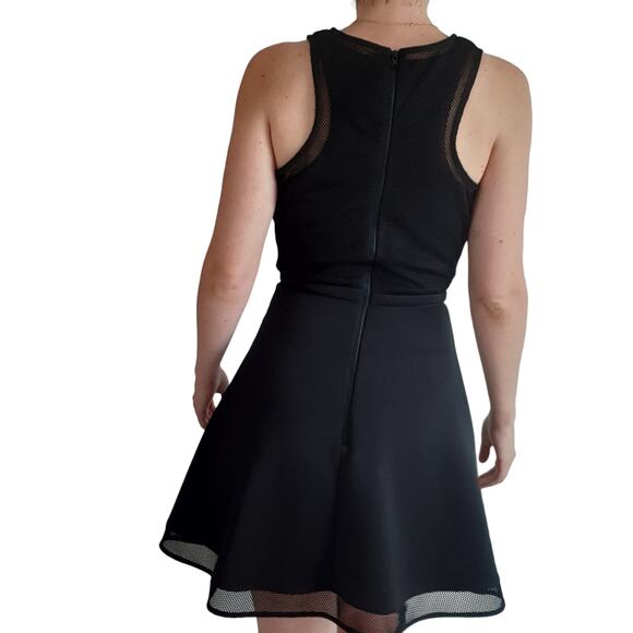 NWT Camilla and Marc Black Dress A-Line Mini Size 2 Scuba Net Top Night Out - Picture 5 of 16